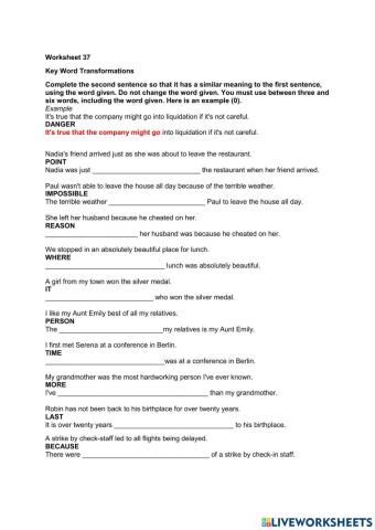 Key Word Transformation 37
