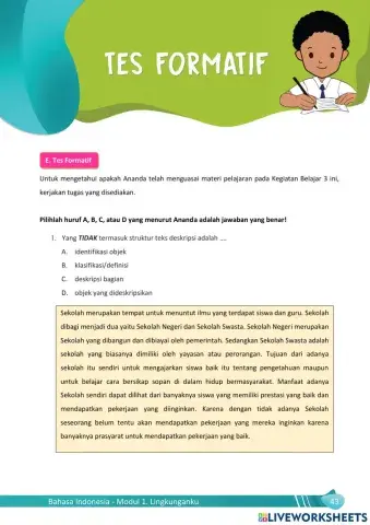 Kuis Struktur dan Kebahasaan Teks Deskripsi