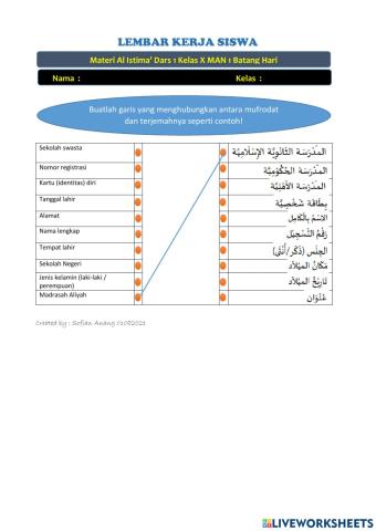 Tadrib Istima' Dars 1 Bahasa Arab  Kelas X MA Part 2