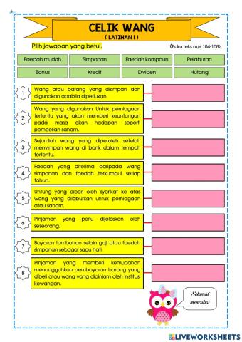 Matematik THN 5 : Celik Kewangan (Latihan 1)