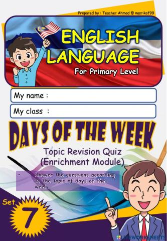 Days of the Week (Revision 7) Revision Quiz