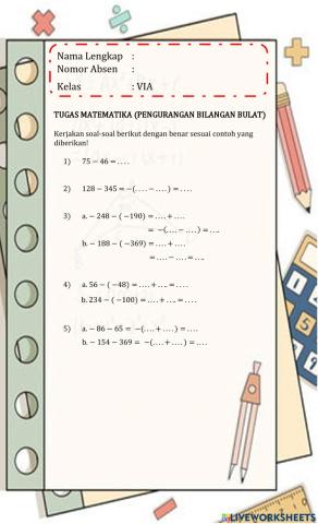 Pengurangan Bilangan Bulat