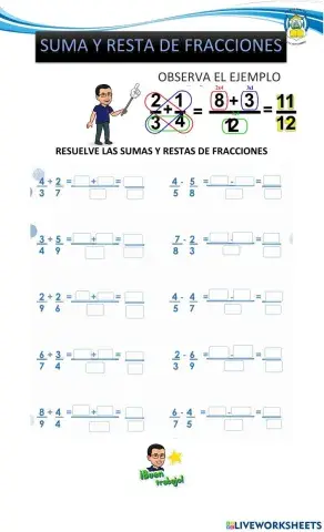 Suma y resta de fracciones