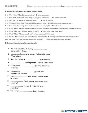 Present simple and continuous