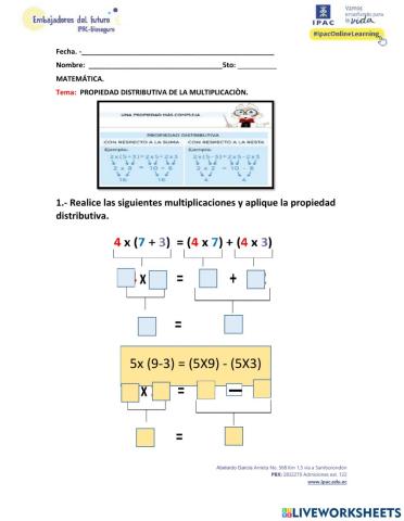 Propiedades de la multiplicación