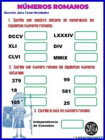 Taller de numeros romanos