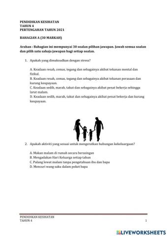 Peperiksaan pertengahan tahun pjpk tahun 4