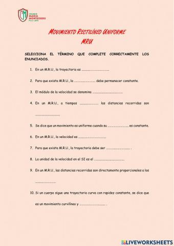 Movimiento rectilíneo uniforme