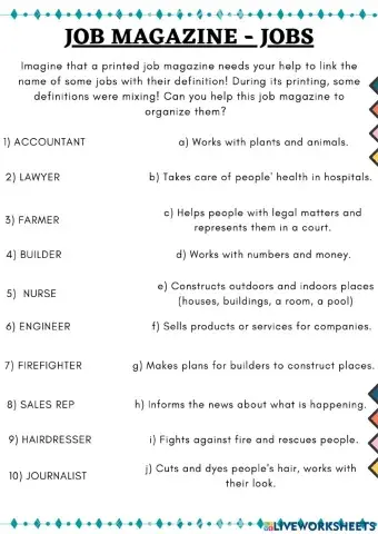 Job magazine - matching activity