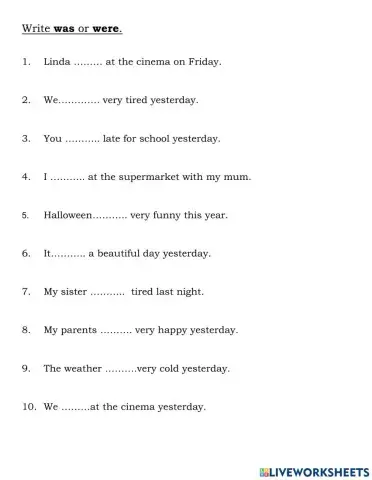 Fam 2 unit 14 was were