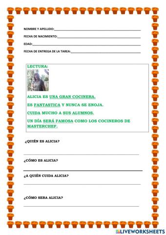 Alicia es una gran cocinera