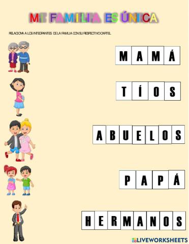 Relaciona A LOS MIEMBROS DE LA FAMILIA