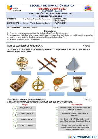 Evaluación segundo parcial - primer quimestre