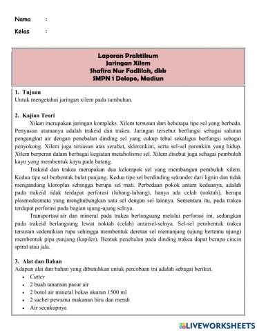 Teks Laporan Hasil percobaan