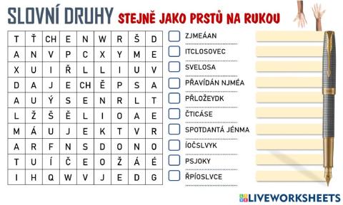Osmisměrka - slovní druhy