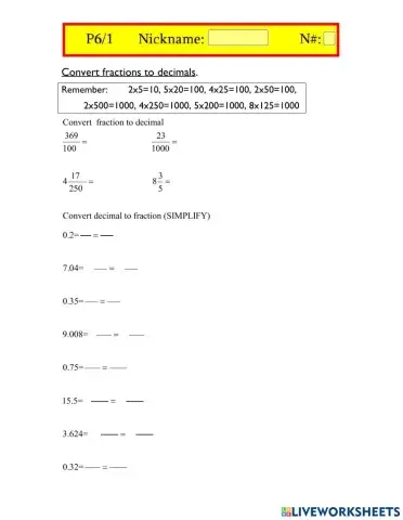 Convert decimal to fraction