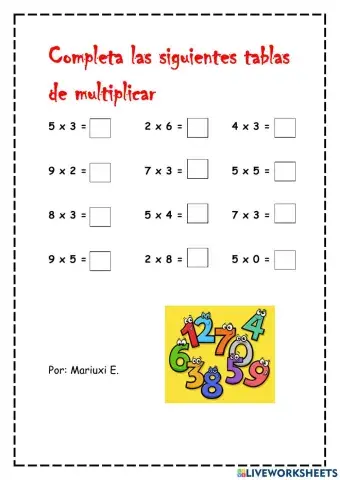 Tablas demultiplicar