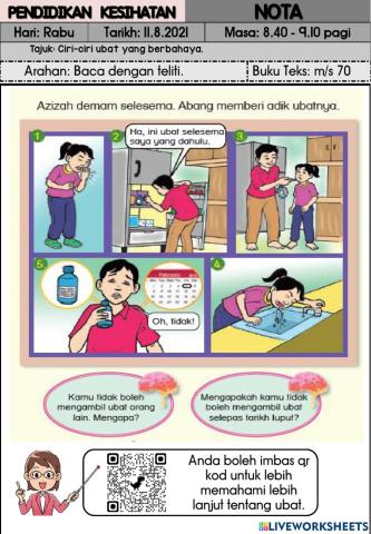 Pendidikan Kesihatan Tahun 1 : Ciri-ciri Ubat berbahaya