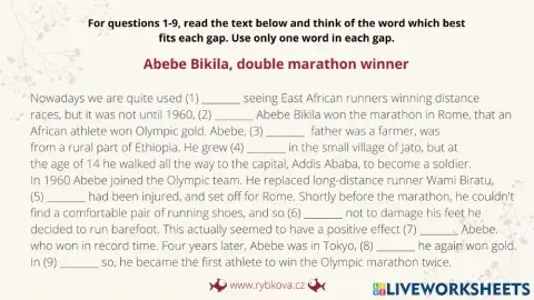 Abebe Bikila - complete one word