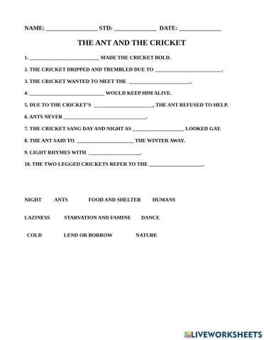 The ant and the cricket