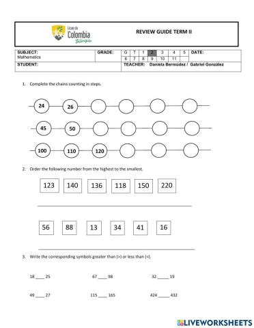 Review Guide II Term