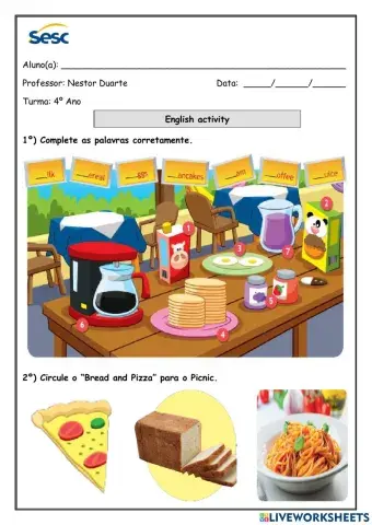Atividade escrita e auditiva de Inglês