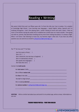 Reading + Writing (About me)