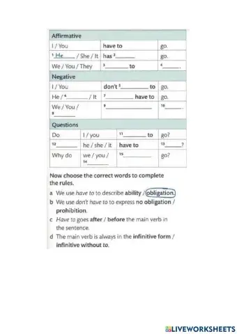 Have to-Don't have to