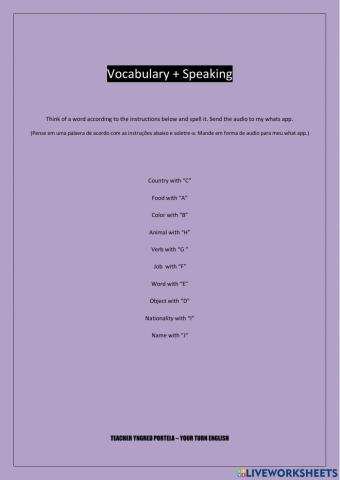 Vocabulary + Speaking (The Alphabet)