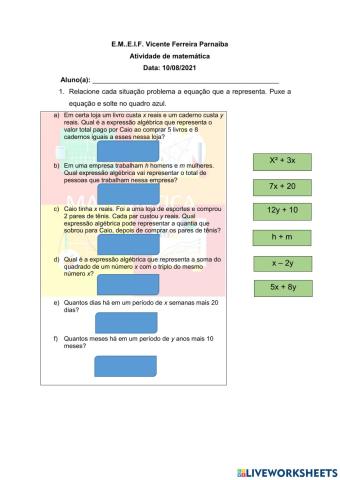 Expressões algébricas