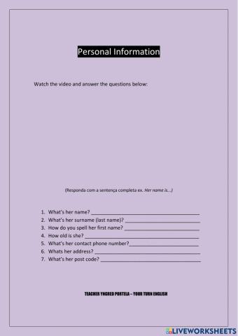 Personal Information - Listening