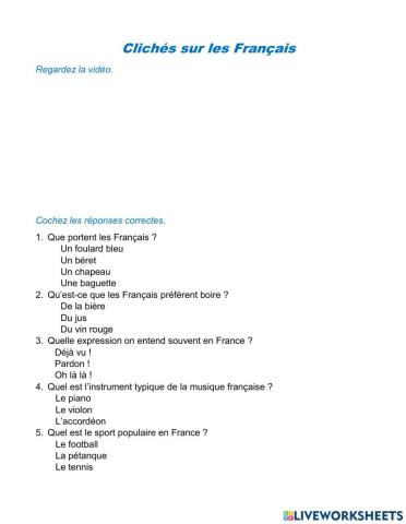 Clichés sur les Français