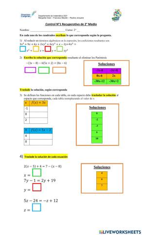 Ecuaciones y valorización de funciones