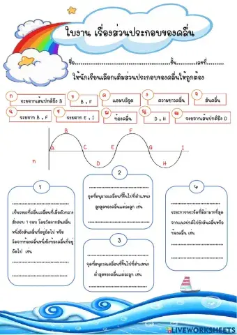 ใบงานเรื่องส่วนประกอบของคลื่น