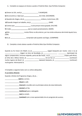 Pretérito mais que perfeito composto indicativo