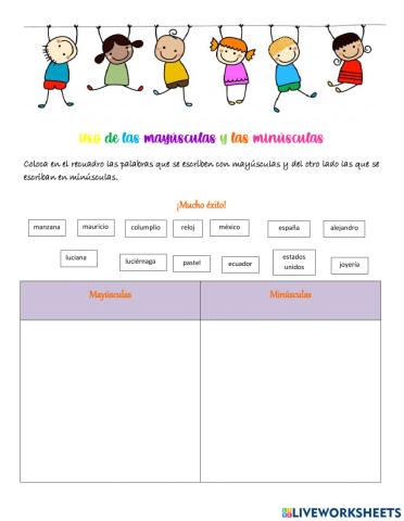 Uso de las mayúsculas y minúsculas