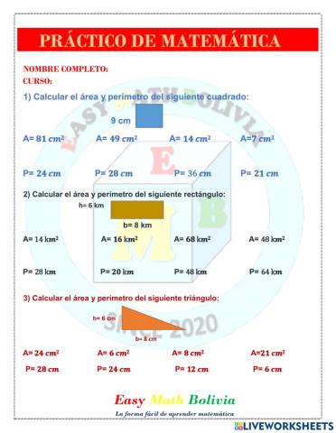 Práctico de matemática sexto de primaria
