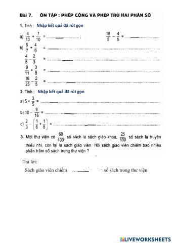 Vở bài tập toán 5- tiết 7