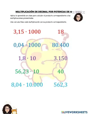 Multiplicación de decimales por potencias de 10