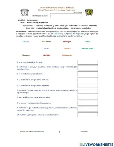 Clasificación carbohidratos