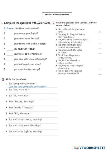 Present simple questions