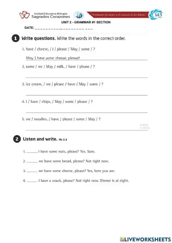 May I Worksheet