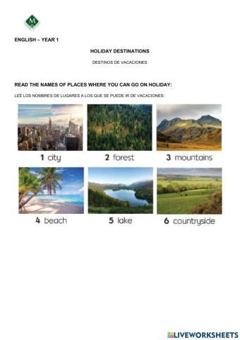 Holiday destinations