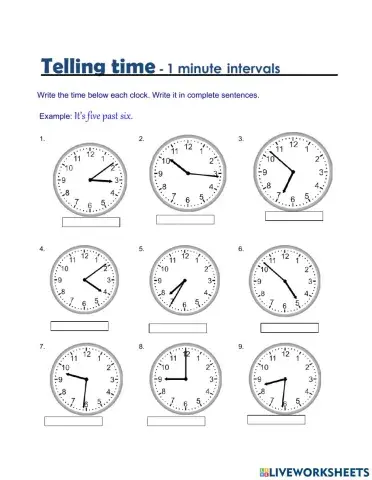 Telling the time. Minute by minute
