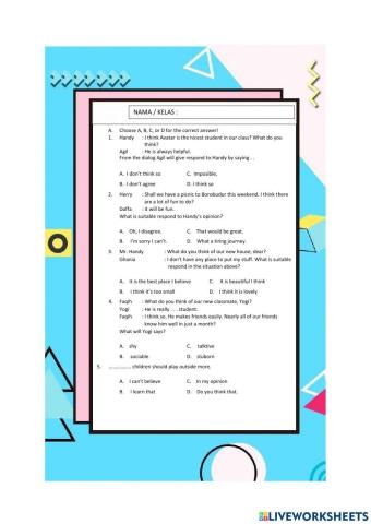 Expressions of asking and giving opinions