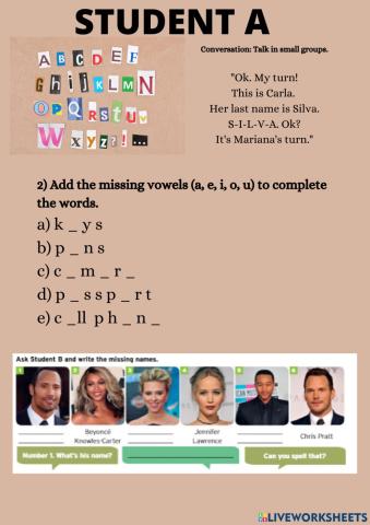 Questions and alphabet