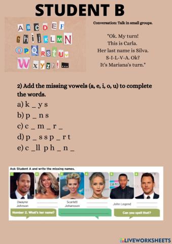 Questions and alphabet