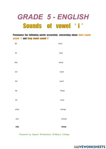 Grade  5    English  -  PRACTISING  PRONOUNCIATION  