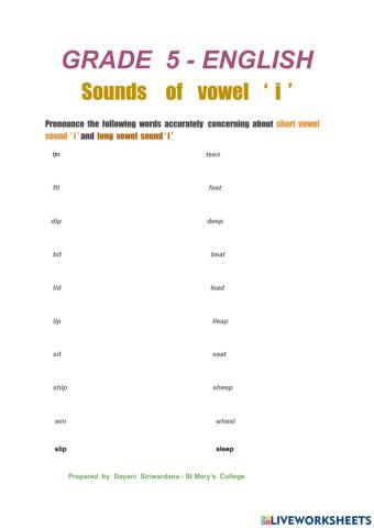 Grade  5    English  -  PRACTISING  PRONOUNCIATION  
