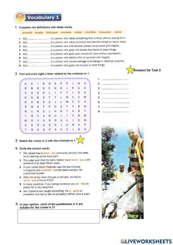 Unit 6: Crime Vocabulary Practice